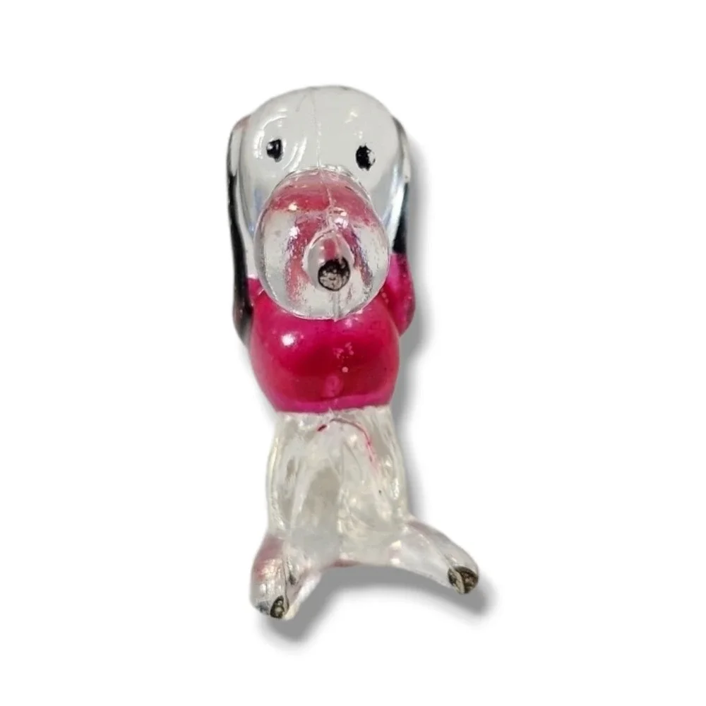 Vintage Lucite Dog Clear Pink Plastic Toy‎ Figure Poodle 1.5
